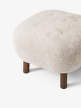 Pouf Little Petra ATD1, walnut / Sheepskin Moonlight