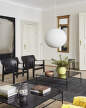 Nelson Ball Bubble Pendant L_Juice Vase yellow_Rebar Coffee Table_Bernard black leather cover deep black wb lacquer oak base