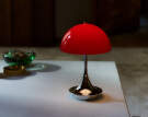 Prenosná lampa Panthella 160 V3, chrome original opal red