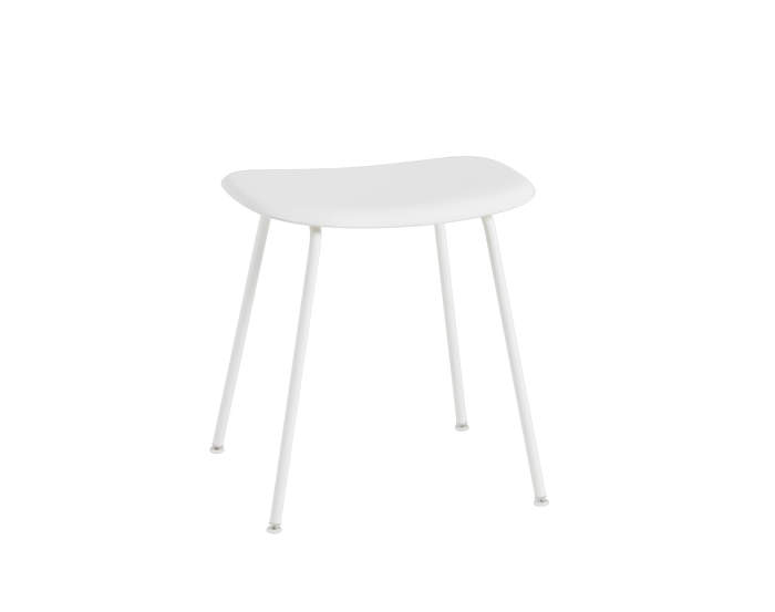 Stolička Fiber Stool s kovovou podnožou, natural white/white