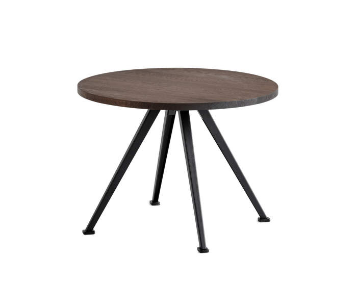 Pyramid Coffee Table 51, Ø60 x 44 cm, black powder coated steel / smoked solid oak