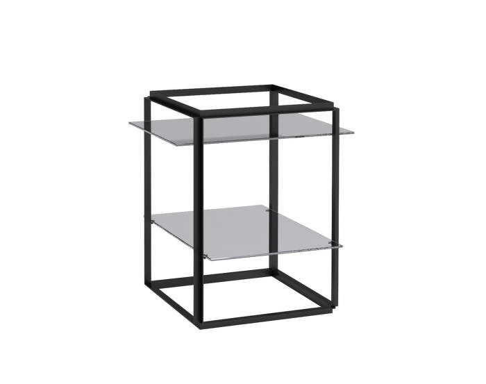 Florence Shelf, Small, Iron Black Frame w. Smoked Glass Shelves