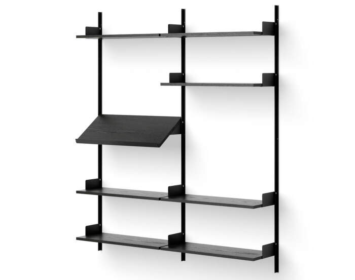 Policová zostava Living Shelf, black ash/black