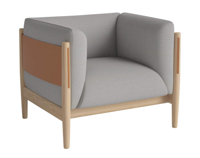 Kreslo Dive White Oak, Ascot light grey/cognac leather