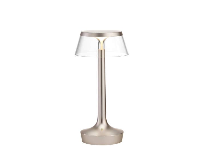 Prenosná lampa Bon Jour Unplugged, matte chrome/transparent