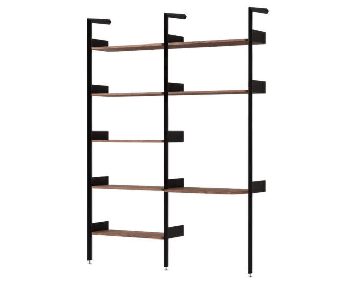 Policová zostava Rombe Konfigurácia B, anthracite/lacquered walnut