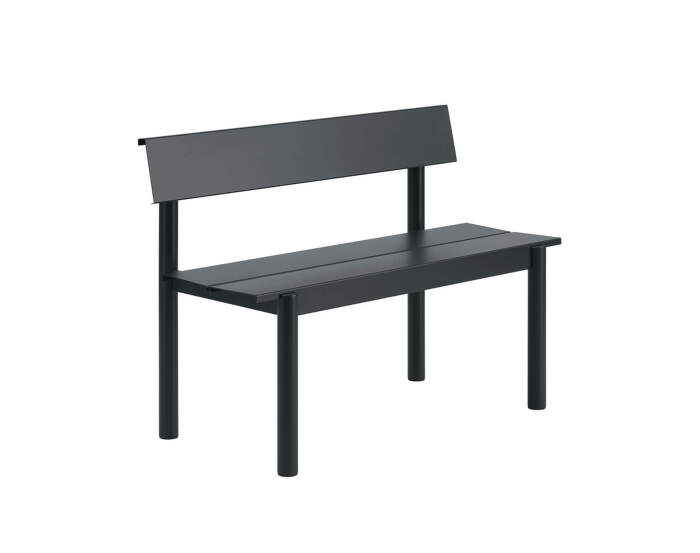 Lavica Linear Steel Bench s opierkou 110 cm, black