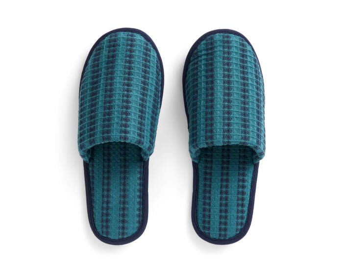 Papuče Waffle Slippers, stripe petrol blue