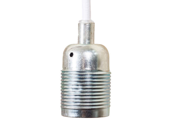 E27 pendant Steel, biely kabel