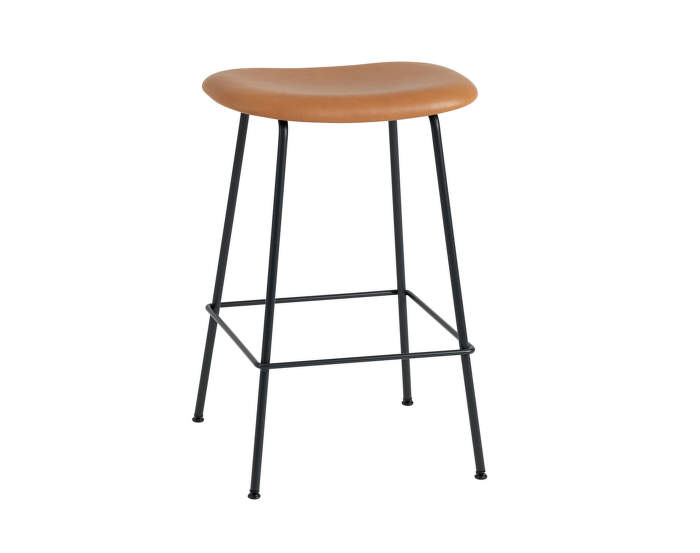 Barová stolička Fiber tube base, koža/cognac