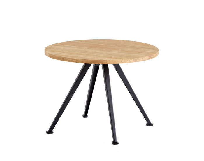 Pyramid Coffee Table 51, Ø60 x 44 cm, black powder coated steel / oiled solid oak