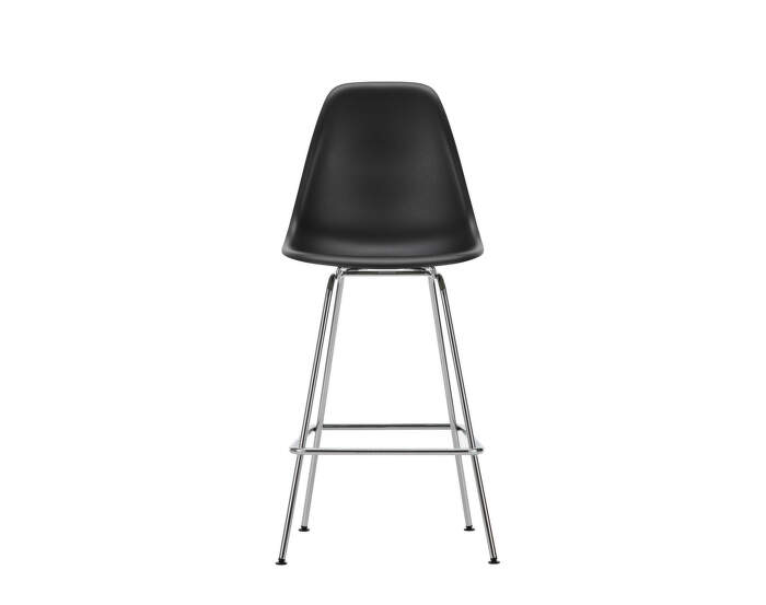 Barová stolička Eames Plastic Low, deep black/chrome