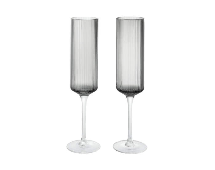 Poháre na šampanské Ripple Flutes set 2 ks, smoked grey