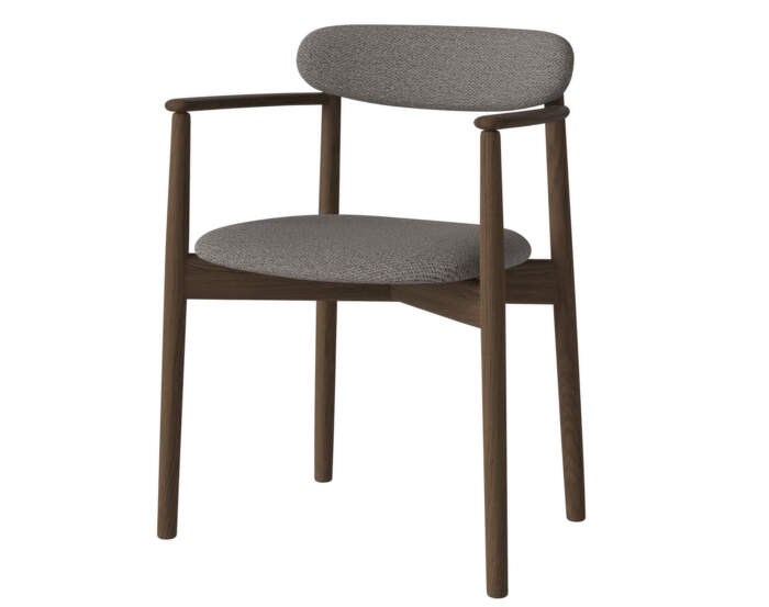 Čalúnená jedálenská stolička Merge s podrúčkami Dark Oak, steel grey