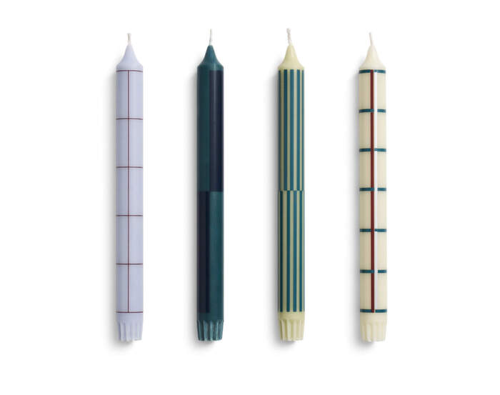 Sviečky Pattern Candle set 4ks, green and silver