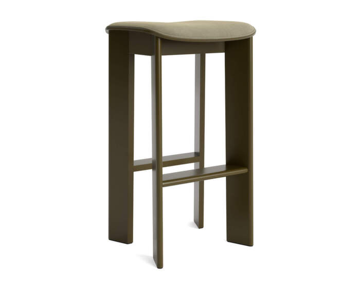 Barová stolička Chisel 30 H75, green umber lacquered beech / Linara 313