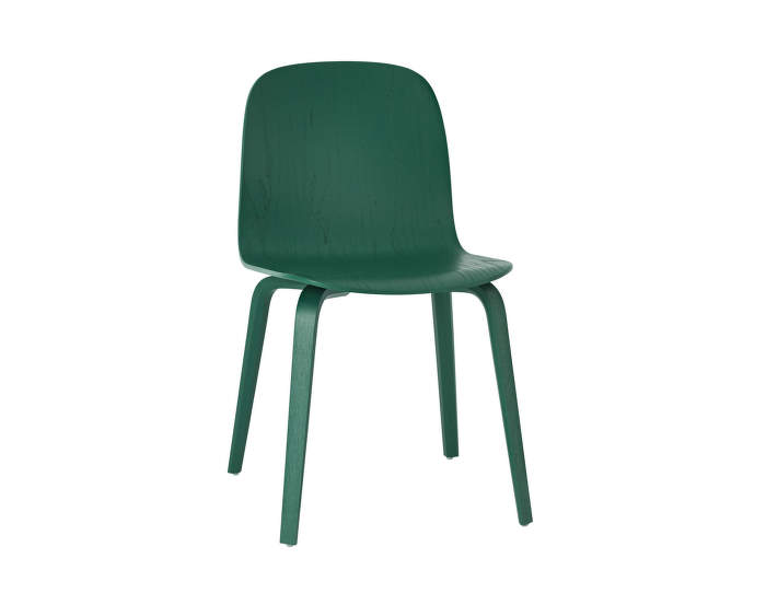 Stolička Muuto Visu s dreveným podnožím, zelená