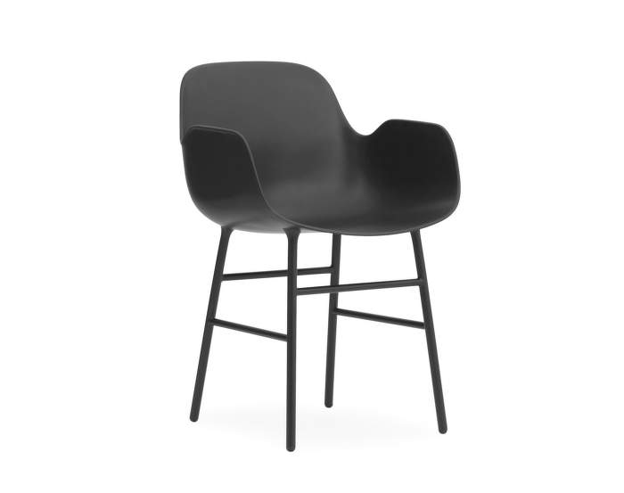 Stolička Form s podpierkami rúk, čierna/oceľ