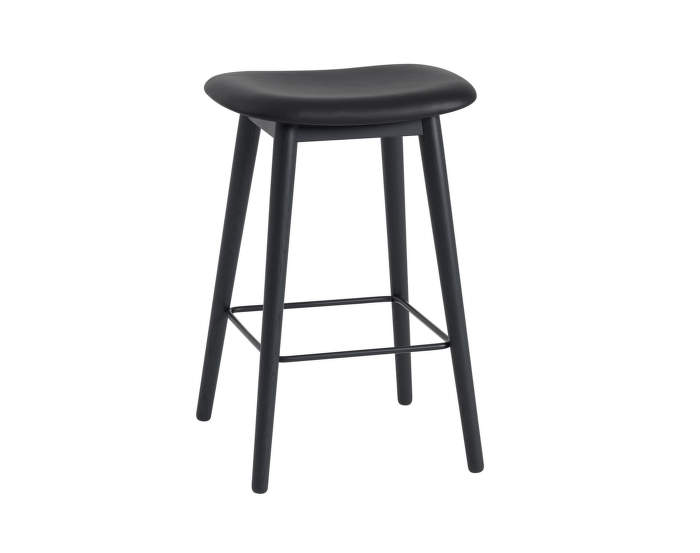 Barová stolička Fiber, koža/black, podnož oak