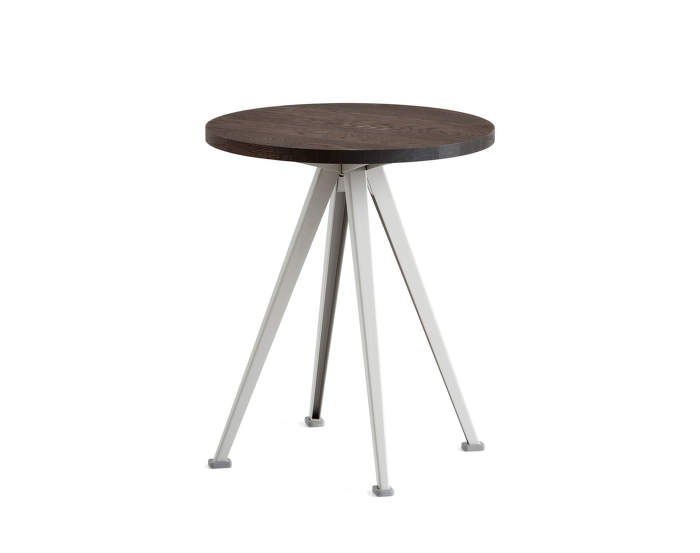 Pyramid Coffee Table 51, Ø45,5 x 44 cm, beige powder coated steel / smoked solid oak