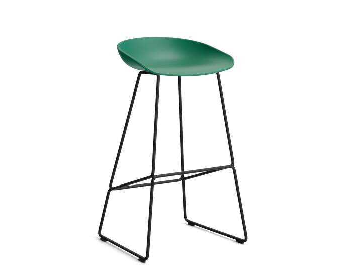 stolicka-AAS 38 Bar Stool High Black Steel, teal green