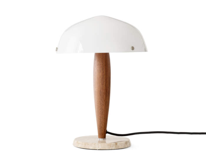 Stolná lampa Herman SHY3, Opal Glass w. Walnut & Cream Marble