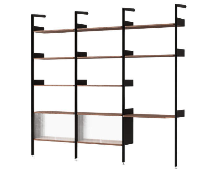 Policová zostava Rombe Konfigurácia J, anthracite/lacquered walnut