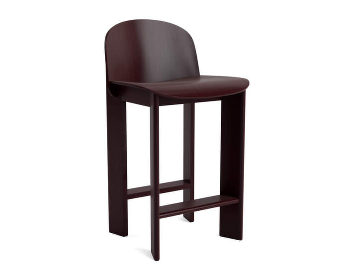 Barová stolička Chisel 35 H65, dark bordeaux laquered beech