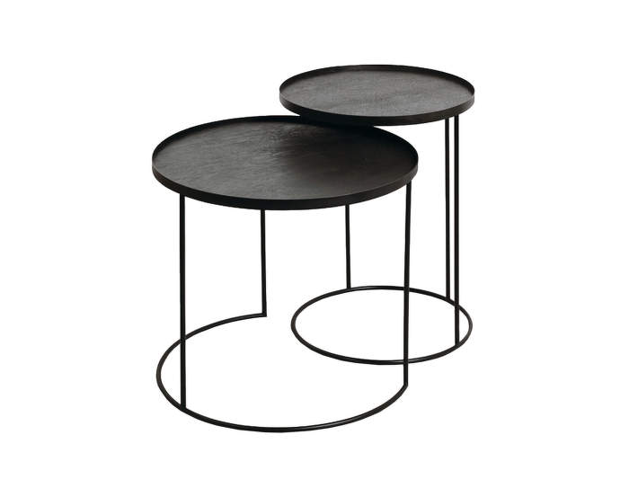 Round tray side table set