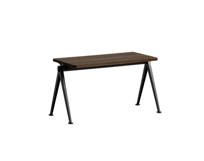 Pyramid Bench 11 85 cm, black powder coated steel / smoked solid oak