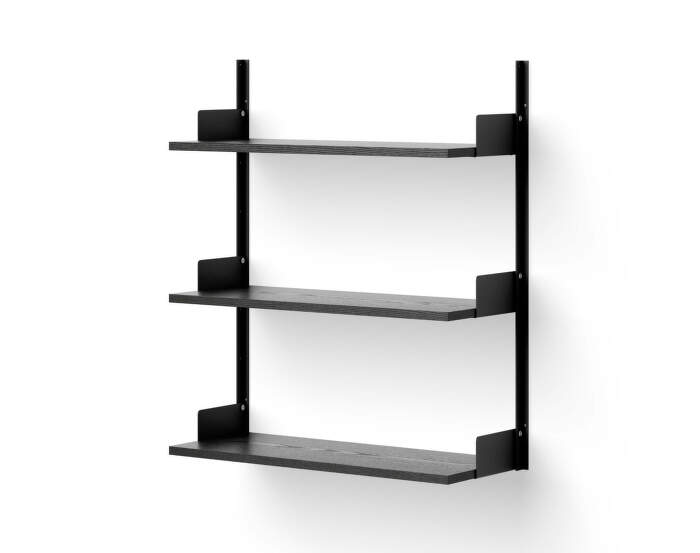 Policová zostava Wall Shelf 900, black ash/black