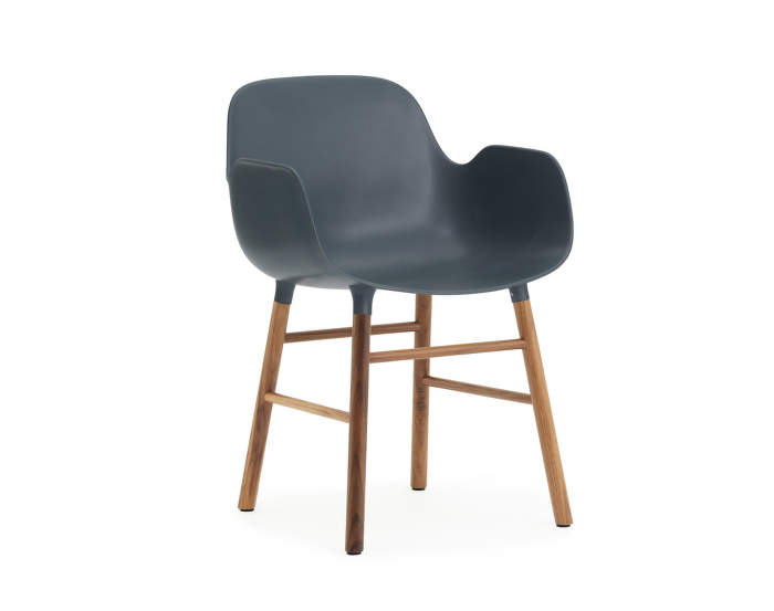 Židle Form s područkami, modrá/ořech