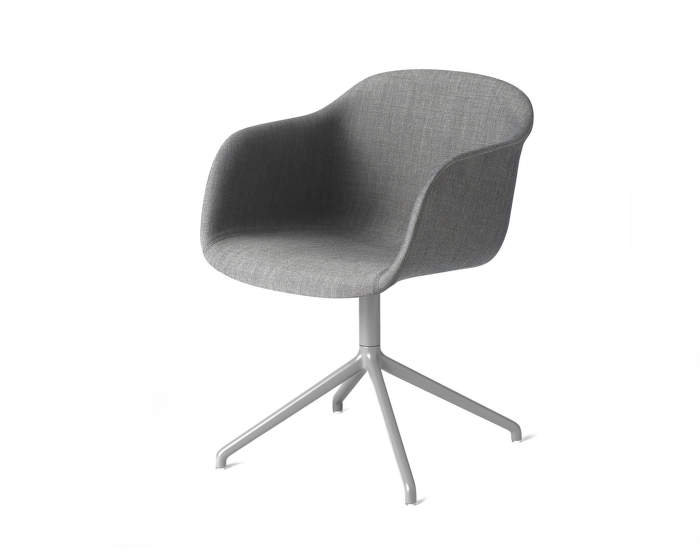 Židle Fiber, čalouněná s otočnou podnoží, šedá