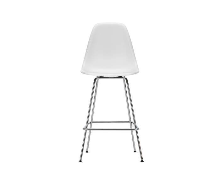 Barová stolička Eames Plastic Low, cotton white/chrome