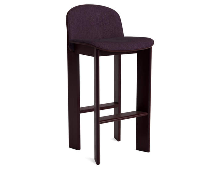 Barová stolička Chisel 35 H75, dark bordeaux lacquered beech / Turf burgundy