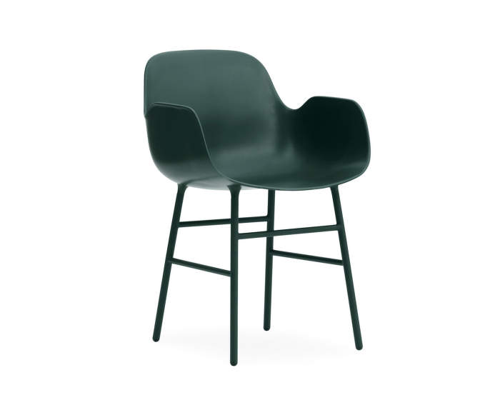 Stolička Form s podpierkami rúk, zelená/oceľ