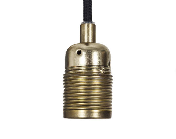 E27 pendant Brass, čierny kábel