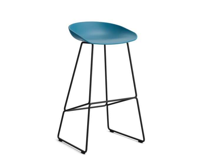 stolicka-AAS 38 Bar Stool High Black Steel, azure blue