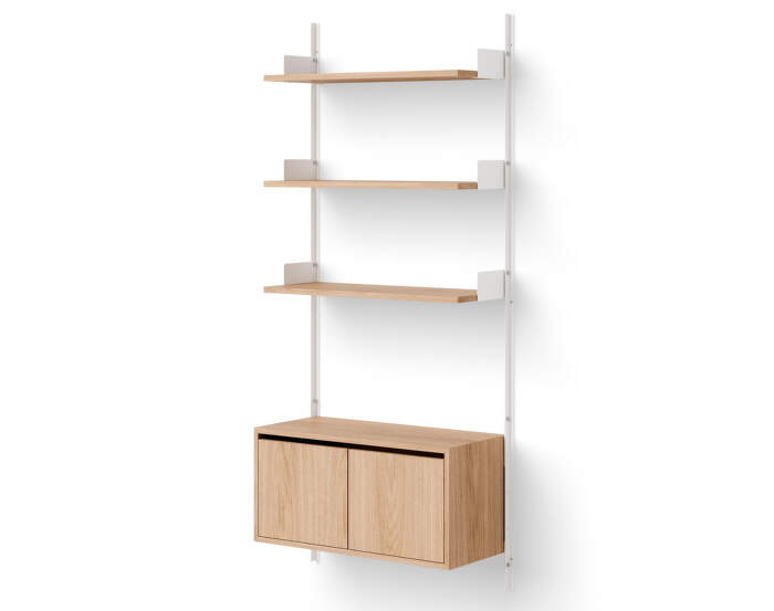 Policová zostava Wall Shelf 1900 Cabinet Low w. Doors, oak/white