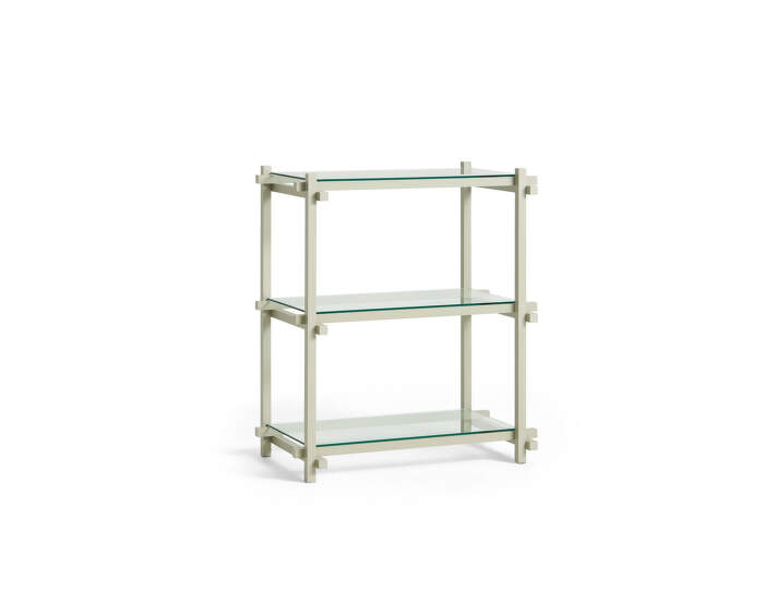 Policový systém Woody Column Low, smokey grey/clear glass