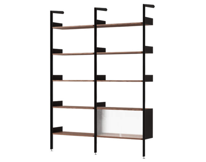 Policová zostava Rombe Konfigurácia C, anthracite/lacquered walnut