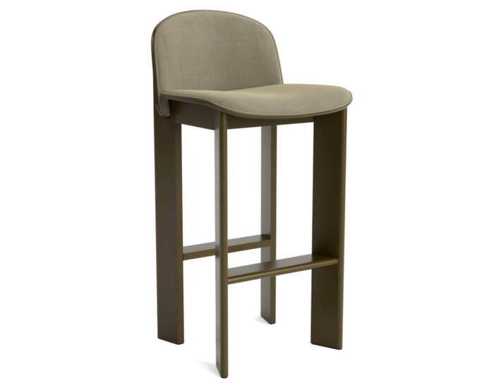 Barová stolička Chisel 35 H75, green umber lacquered beech / Linara 313