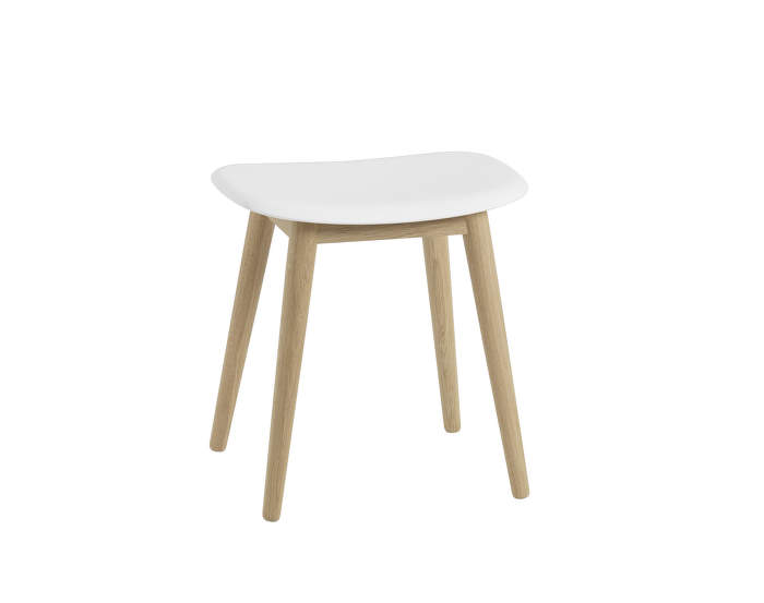 Stolička Fiber Stool s drevenou podnožou, natural white/oak