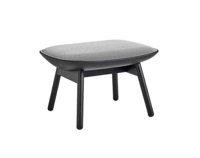 Ottoman Uchiwa, black water-based lacquered solid oak / Steelcut Trio 124, Sierra SI1001