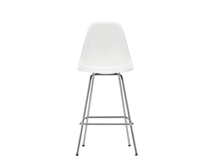 Barová stolička Eames Plastic Low, white/chrome