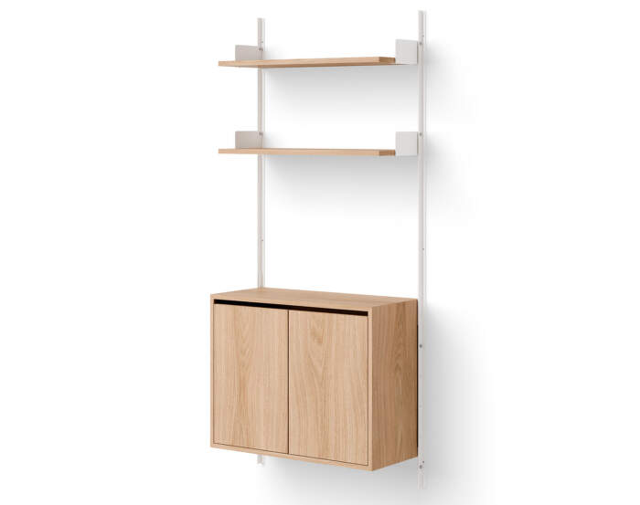 Policová zostava Wall Shelf 1900 Cabinet Tall w. Doors, oak/white