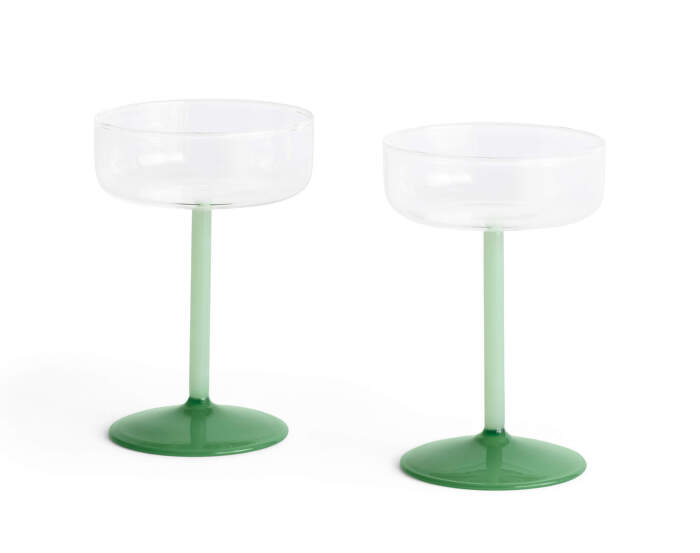 Poháre na šampanské Tint 2 ks, clear, jade light green and jade dark green