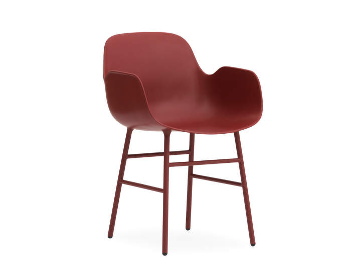 Stolička Form s podpierkami rúk, červená/oceľ
