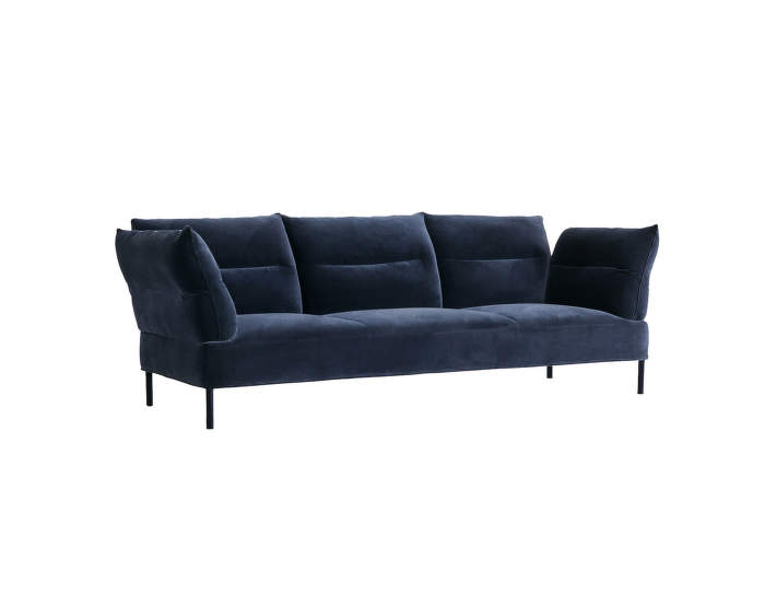 Pandarine 3 Seater, reclining armrest, Lola navy / black stained solid oak