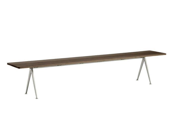 Pyramid Bench 12 250 cm, beige powder coated steel / smoked solid oak